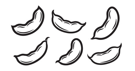 Green Beans Vegetable Line Art Healthy Organic Outline