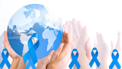Hands holding a globe, supporting a cause
