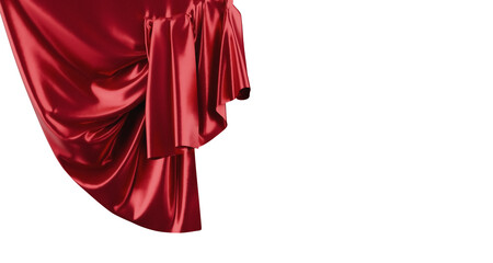 red silky satin draped curtain, transparent background