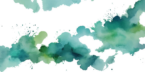 Abstract blue watercolor painting with colorful paint splashes and grunge texture