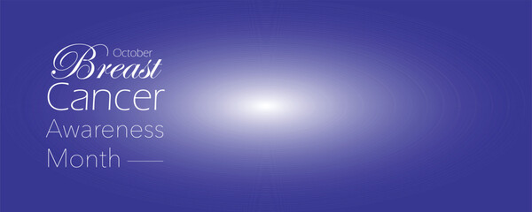 A Blue background with glowing white center and text for Breast Cancer Awareness Month in October. A minimal campaign poster design for health, charity, and awareness promotions.