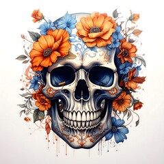Fototapeta premium Floral Skull Art Design.