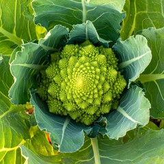 Close-up of a Romanesco broccoli head