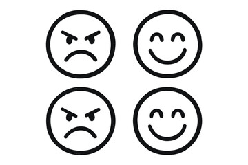 Four simple emoticons expressing different emotions in a clear, minimalistic design