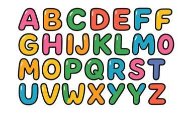 Colorful cartoon alphabet letters arranged in a playful manner suitable for children's learning activities