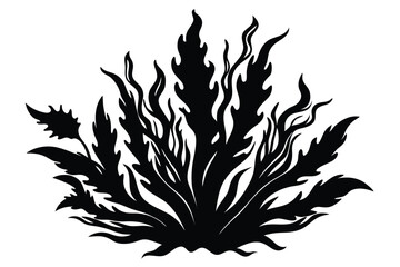 Bold Silhouette of Abstract Black Plant with Elongated Leaves and Distinct Edges