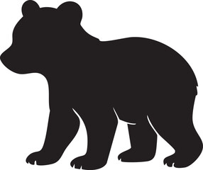 Bear cub (baby bear) silhouette vector