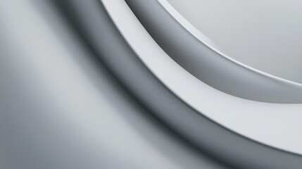 Abstract monochrome curving lines. Soft shadows and reflections emphasize smooth surfaces. A calming, minimalist design element.