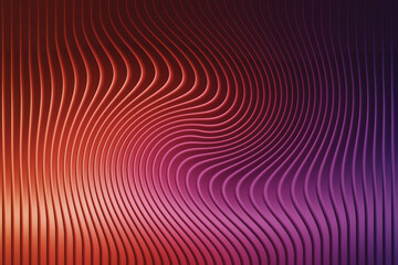 Obraz premium Illustration of an abstract swirl of vertical lines transitions from warm orange to deep purple, creating a dynamic and visually striking background with a sense of depth