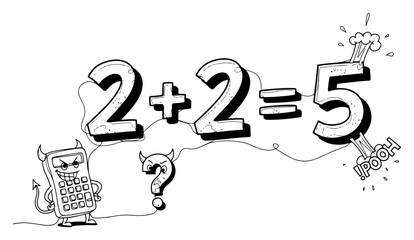 Devil Calculator Creates a 2+2 5 Fallacy Explosion © Tomas