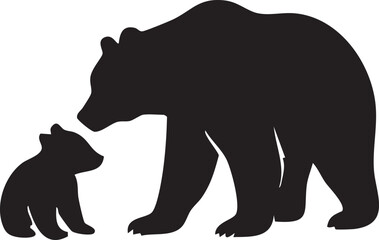 Mama bear + cub silhouette vector © Yasin