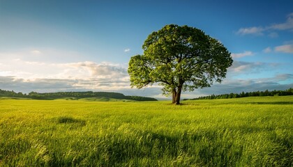 lonely tree in lawn AI generated
