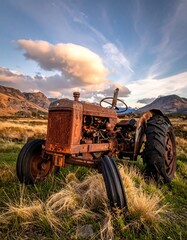 Obraz premium Old rusty tractor in a field
