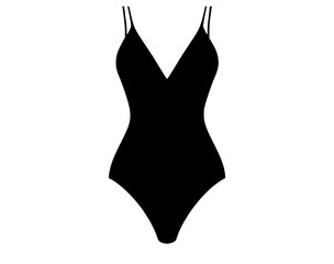 a black and white silhouette of a swimsuitbandeau, bikini, bikini top, black, hanger, profile, swimwear, underclothes 