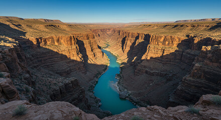 Colorado River winding through deep canyon landscape
