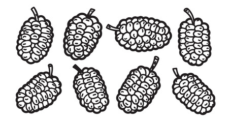 Mulberry Fruits Line Art Minimal Outline Drawing
