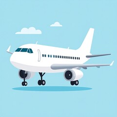 Fototapeta premium Cartoon airplane on a pastel background