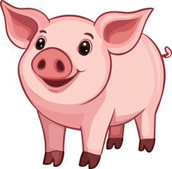 Fototapeta premium Pig Vector Farm Animal Illustration on Transparent Background