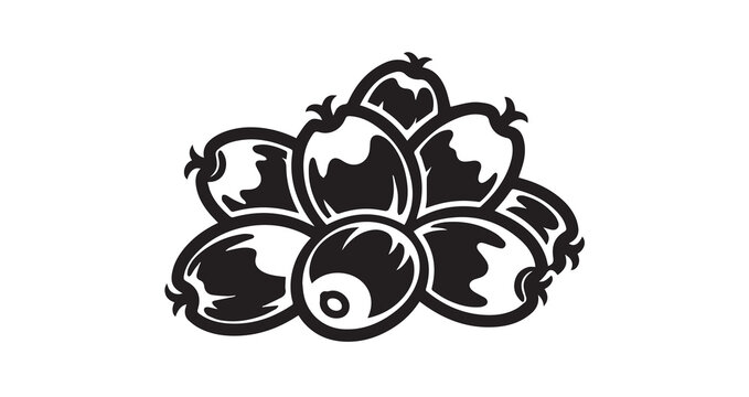 Oil Palm Fruits Line Art Hand Drawn Fruit Outline