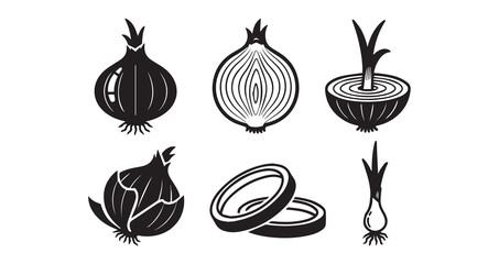 Onion Vegetable Line Art Vector Illustration