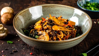 vegetarian rice noodels with vegetables AI generated
