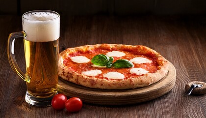 pizza and beer AI generated