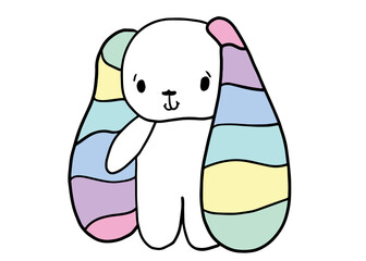 Cute bunny with colorful ears, image for baby's room, baby decoration