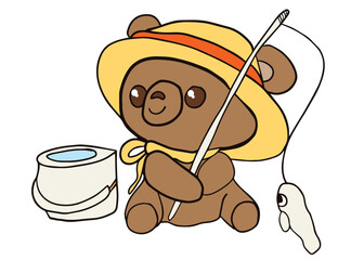 teddy bear,  Cute little bear fishing, wrapping paper for baby, nursery decoration