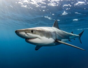 Naklejka premium Great white shark underwater
