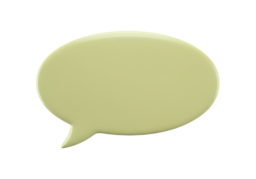 Pale green speech bubble PNG isolated on transparent background, communication and message icon for social media and design use