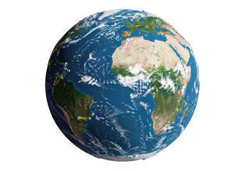 Earth globe showing Africa and South America, isolated 3D rendering on transparent background, planet for geography and science
