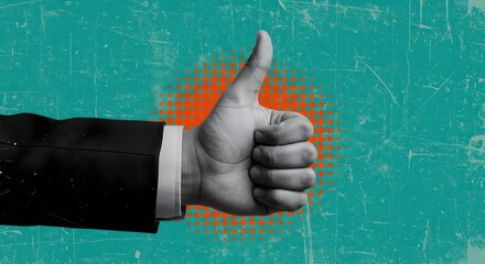 Thumbs Up Hand Gesture on Grunge Background