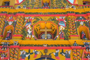 San Andres Xecul, Guatemala - July 16, 2025: Catholic Church in San Andres Xecul, Totonicapan, Guatemala.