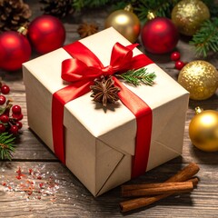 Christmas Gift Wrapped in Festive Paper.