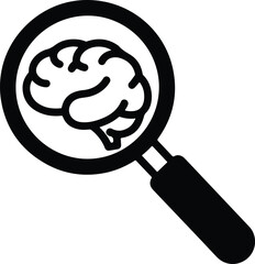 Silhouette brain under magnifying glass research analysis vector illustration