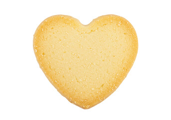 Heart-shaped shortbread cookie isolated on transparent background, sweet biscuit for Valentine s Day and love concepts