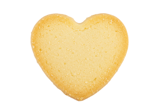 Heart-shaped shortbread cookie isolated on transparent background, sweet biscuit for Valentine s Day and love concepts