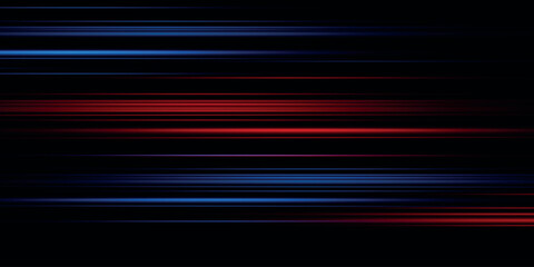 Speed lines light effect, glowing magic rays, abstract neon lines. Police or car lights in motion concept. Vector illustration.
