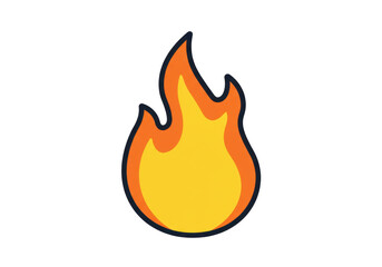 Cartoon flame PNG isolated on transparent background, bright fire graphic element for design and decoration