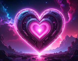 Heart Shaped Futuristic Design.