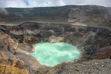 Santa Ana, El Salvador - August 16, 2025: Crater of the Santa Ana Volcano in Santa Ana, El Salvador.