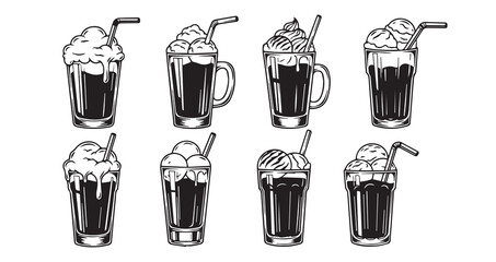 Root Beer Float Line Art Delicious Fast Food Drawing