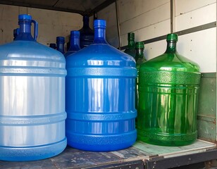 Plastic Water Bottles Stored in Truck.