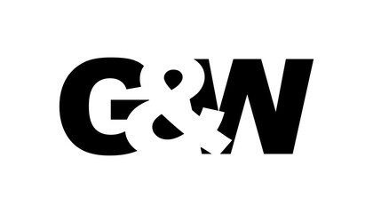 GW logo design in bold style. Black white identity symbol. Modern typography emblem. Corporate branding icon.