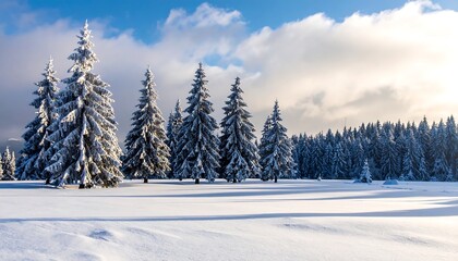 Snowy Winter Forest Landscape.