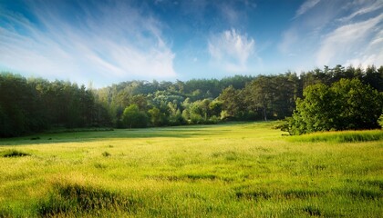 Grassland With Forest In The Background