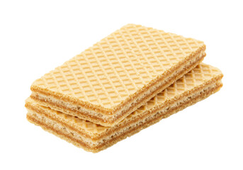 Crisp wafer biscuits with cream filling isolated on transparent background, sweet snack for tea time and dessert