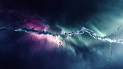 Fractured Ice Surface Illuminated by Cosmic Glow