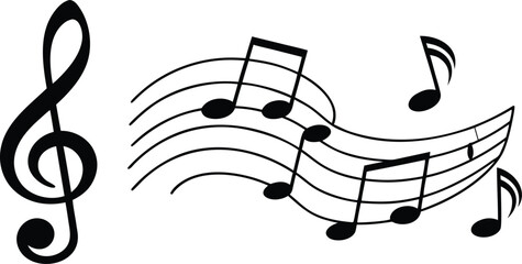 Clean music notes and clef symbol set