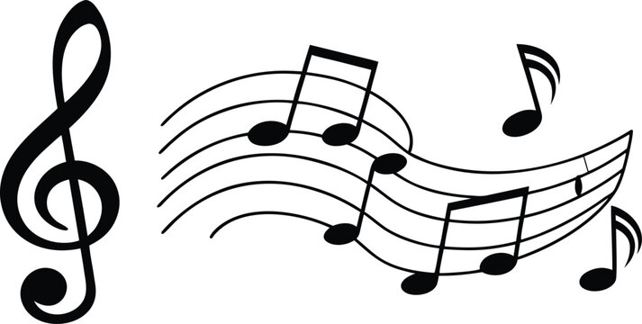 Clean music notes and clef symbol set